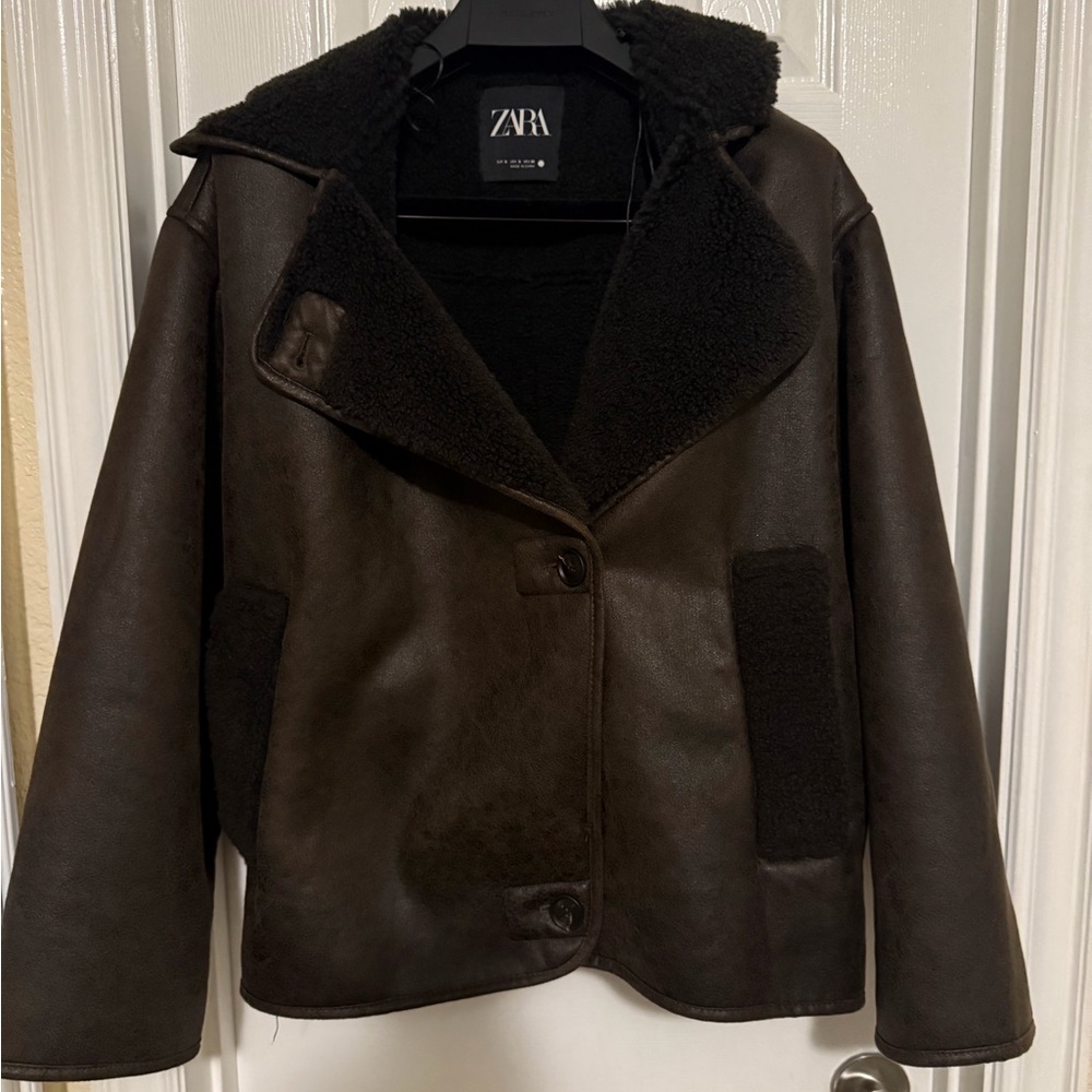 Zara Women's Dark Brown Teddy Jacket
